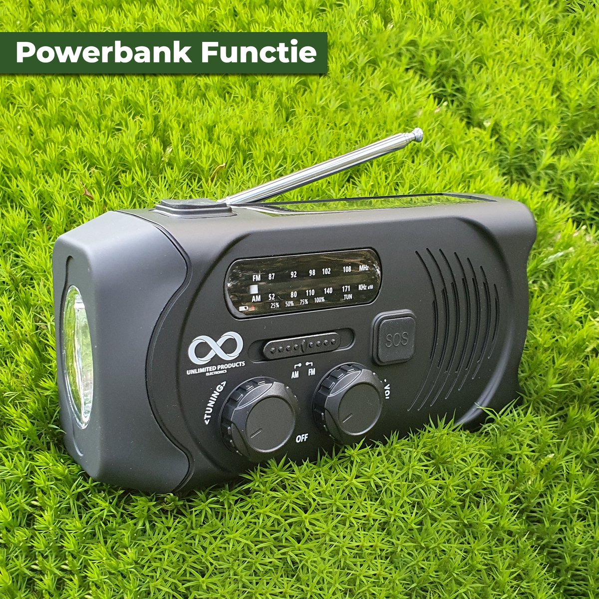 Brixy Noodradio Radio Met Accu Batterij Voor Noodsituaties 4000 MAH Opwindbaar Solar Zaklamp Powerbank Groen 1287792417